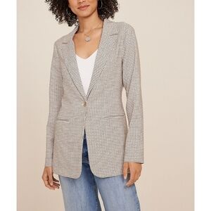 NWT Maurices Neutral Plaid Boyfriend Blazer Jacket